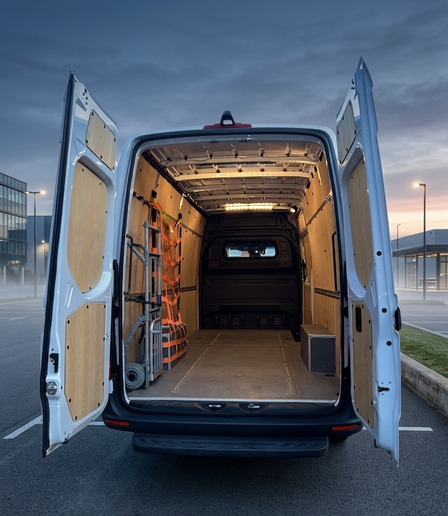 Ayoub Transporte – Transporter Rückansicht in Lübeck